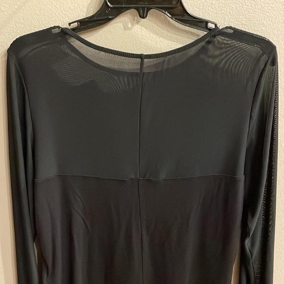H&M women’s black jersey MESH Sheer V long sleeve bodysuit / leotard size L - Picture 6 of 11